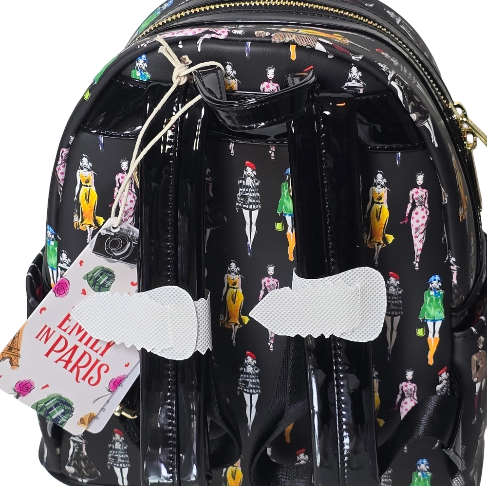 Loungefly Emily In Paris Limited Edition All Over Print Black Mini Backpack nwt - Picture 3 of 5
